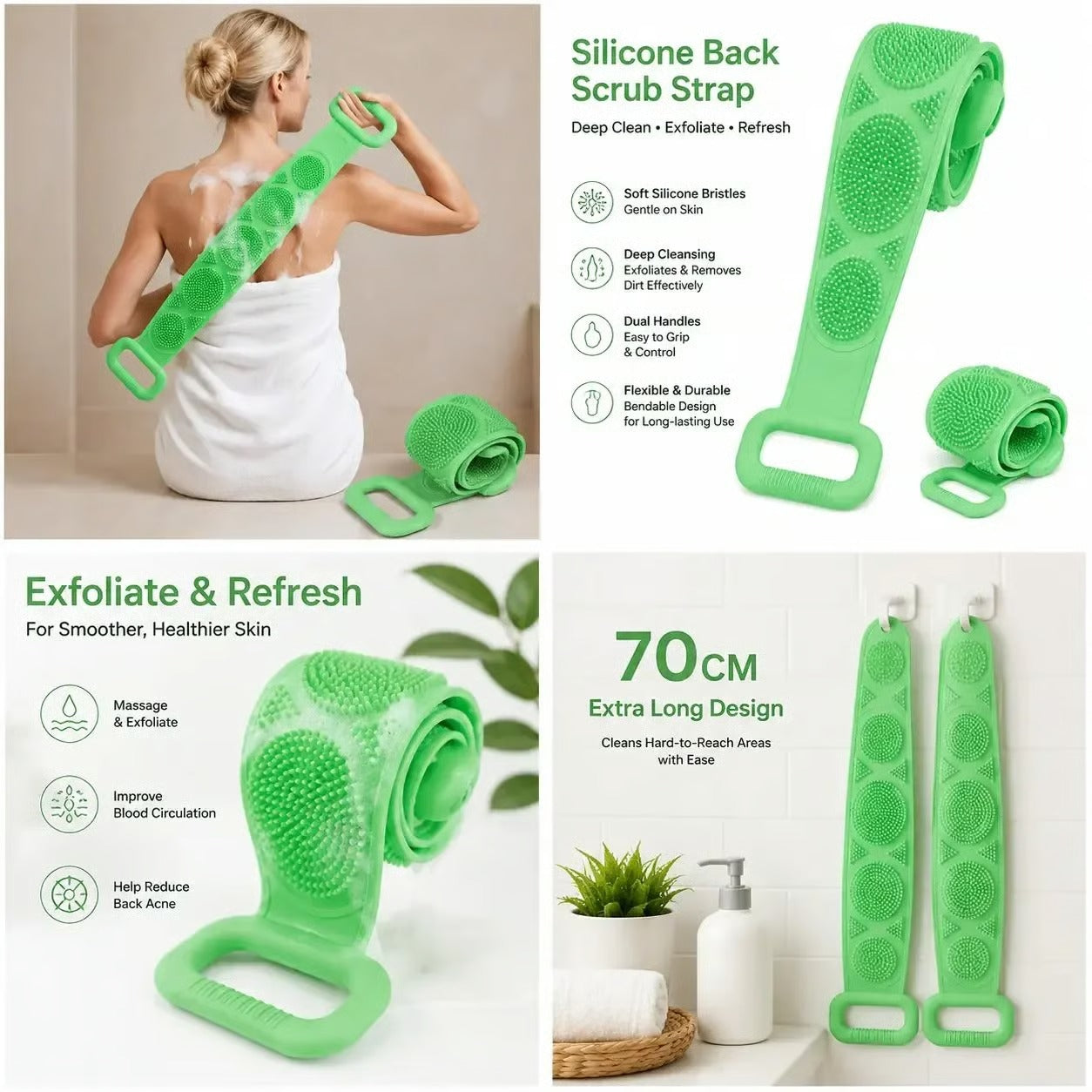Silicone Exfoliating Body Scrubber Belt – Set of 2