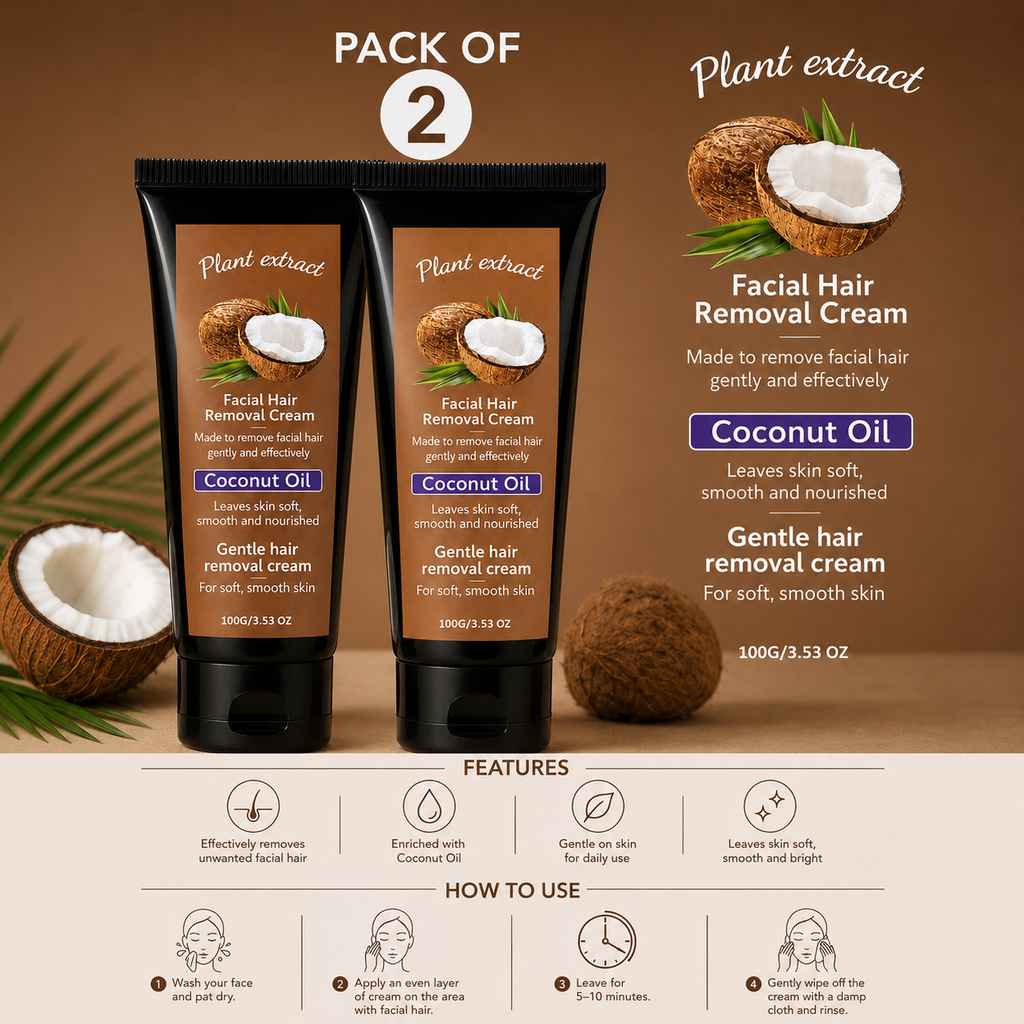 Coconut Facial Hair Removal Cream Pack Of 2
