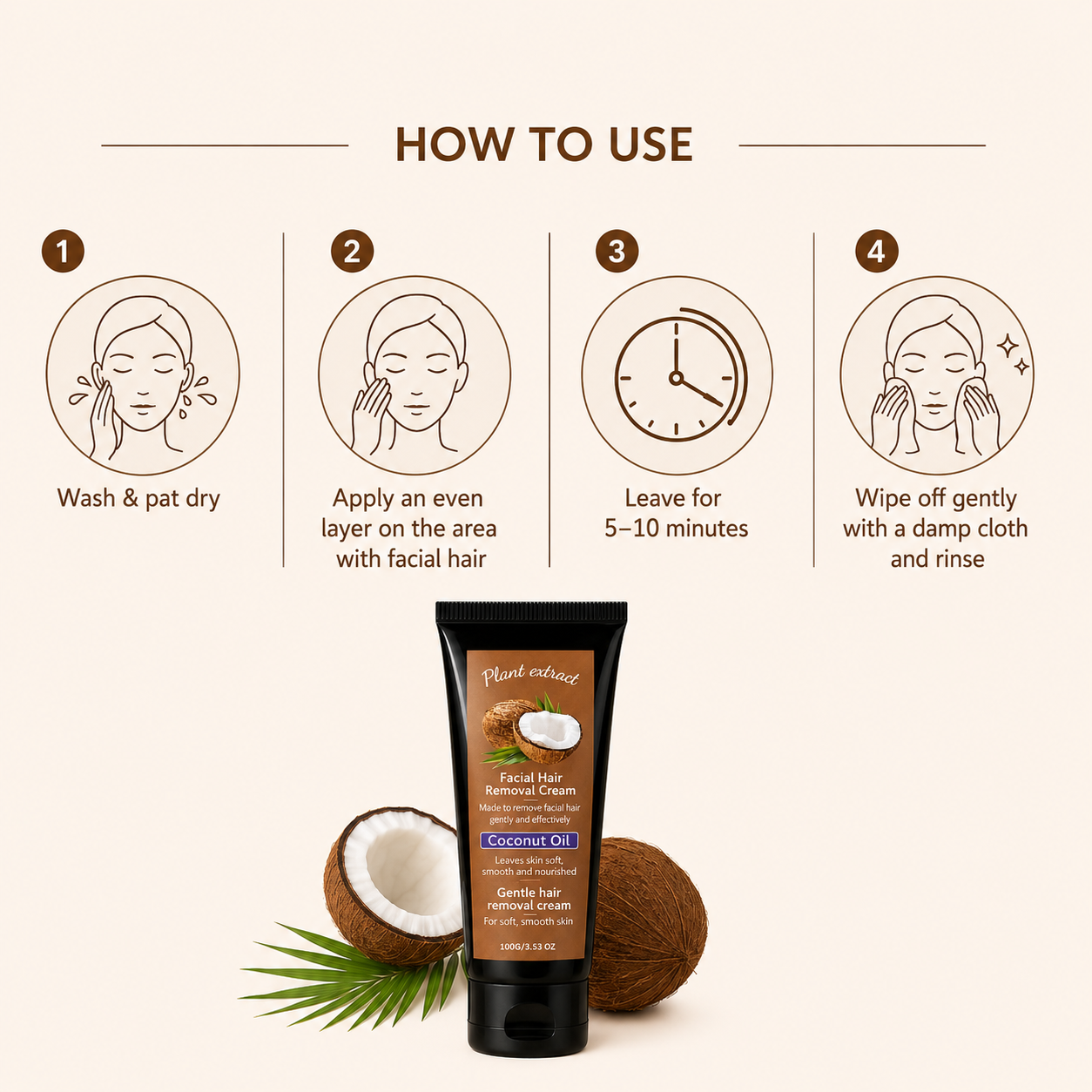 Coconut Facial Hair Removal Cream Pack Of 2