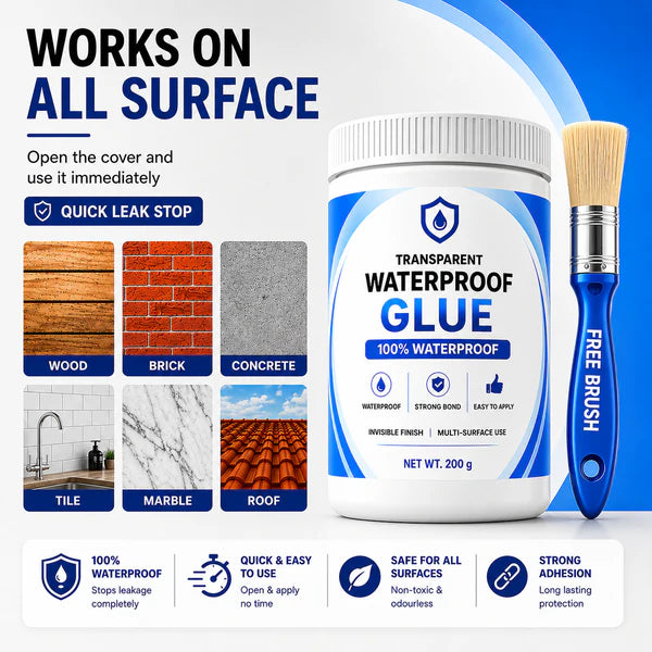 Transparent Waterproof Glue 200 gram each - Pack of 2 + Free Brush 🔥