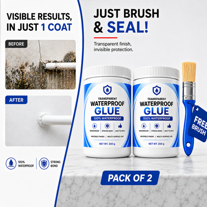 Transparent Waterproof Glue 200 gram each - Pack of 2 + Free Brush 🔥