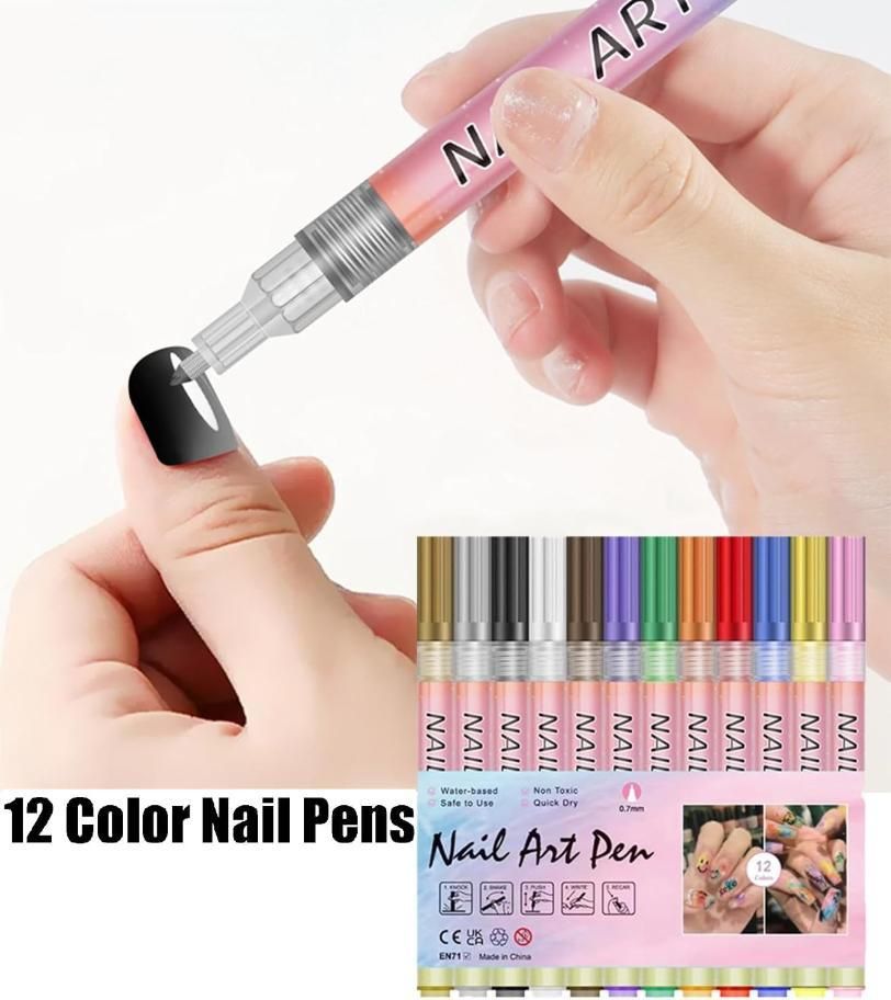 MagicMani™ - 12 Colors Nail Art Pen Marker Set for Creative Designs 💅🎨