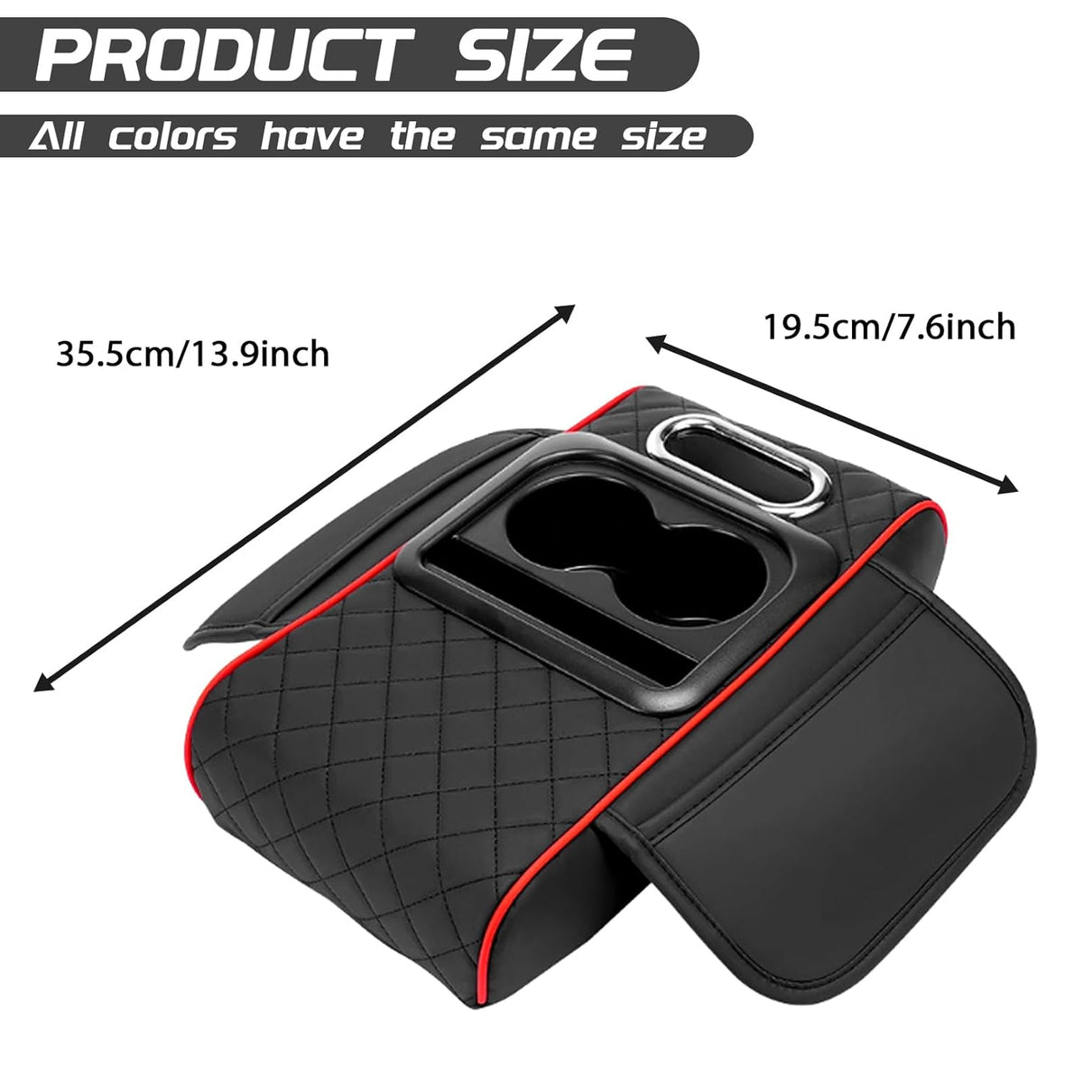 Gharsense™ 7-in-1 Premium Car Center Console Organizer & Leather Armrest Cover