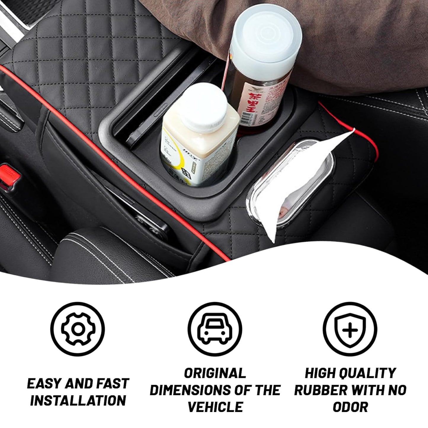 Luxora™ 7-in-1 Premium Car Center Console Organizer & Leather Armrest Cover