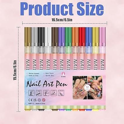 MagicMani™ - 12 Colors Nail Art Pen Marker Set for Creative Designs 💅🎨