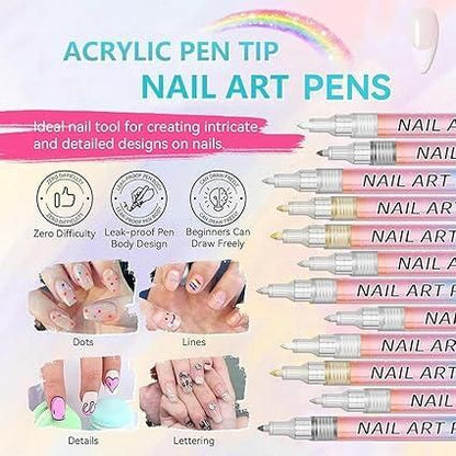 MagicMani™ - 12 Colors Nail Art Pen Marker Set for Creative Designs 💅🎨