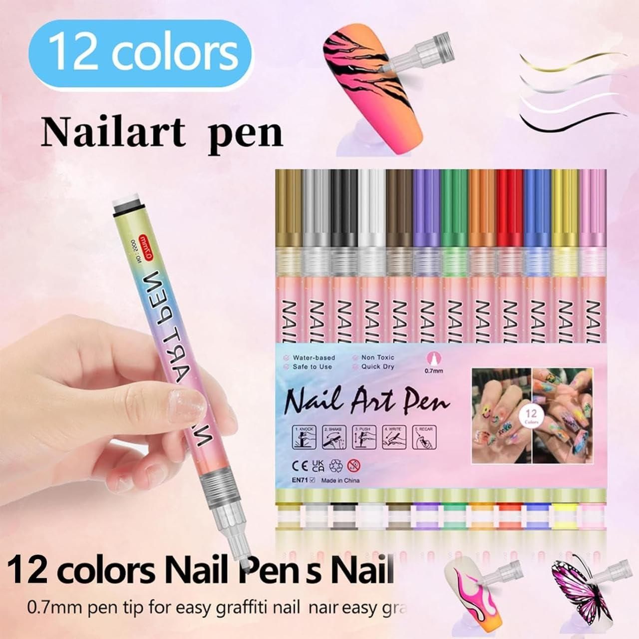MagicMani™ - 12 Colors Nail Art Pen Marker Set for Creative Designs 💅🎨