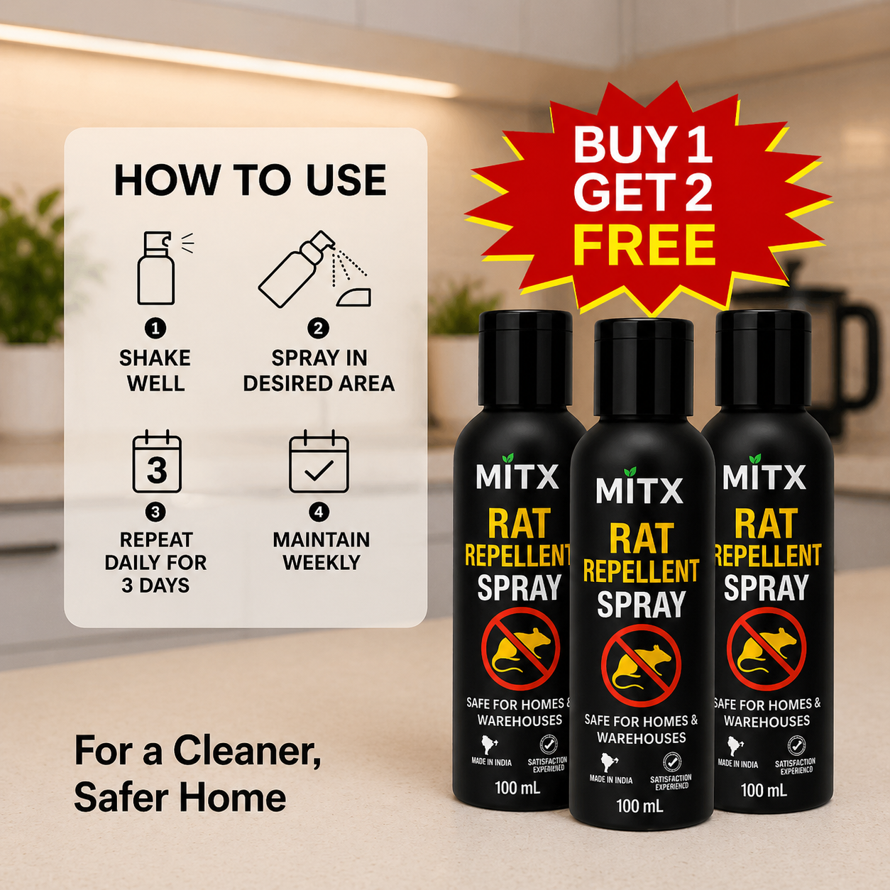 Gharsense™ Rat Repellent Spray | BUY 1 GET 2 FREE