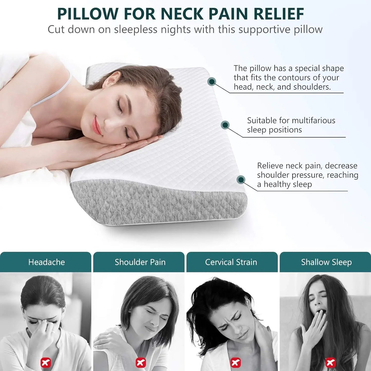 Foam Pillow for Neck Pain Relief - CL-VI-536