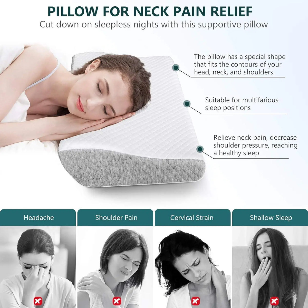 Foam Pillow for Neck Pain Relief - CL-VI-536