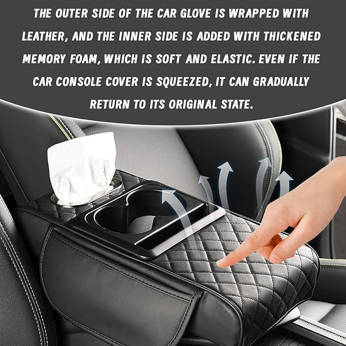 Luxora™ 7-in-1 Premium Car Center Console Organizer & Leather Armrest Cover