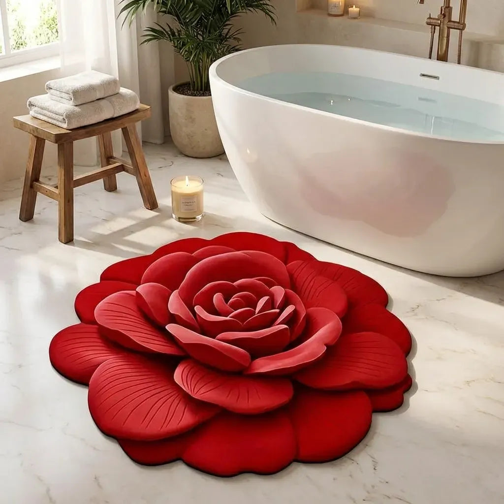 SoftPetal Luxury 3D Flower Design Floor Mat, Quick Dry Non Slip