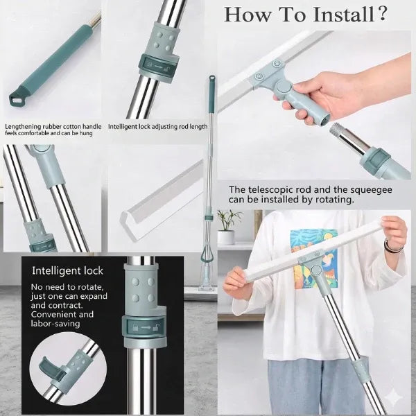 Gharsense™ FlexiWipe Pro – 180° Rotating Silicone Floor Wiper
