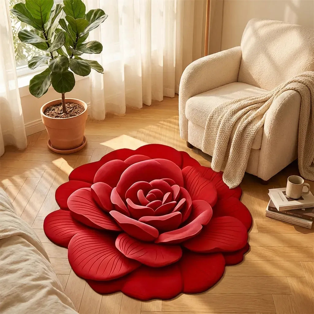 SoftPetal Luxury 3D Flower Design Floor Mat, Quick Dry Non Slip