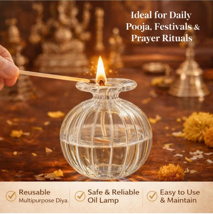 Gharsense Modak Glass Diya – Premium Oil Lamp