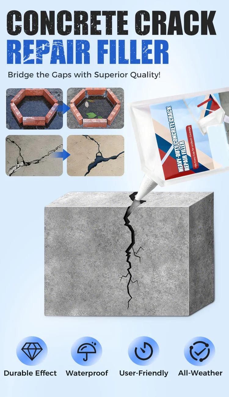 🏠💪 CrackFix Pro™ | Heavy Duty Waterproof Concrete Crack Repair Adhesive 💧🔧 (100g × 2)