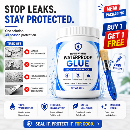 Transparent Waterproof Glue 200 gram each - Pack of 2 + Free Brush 🔥