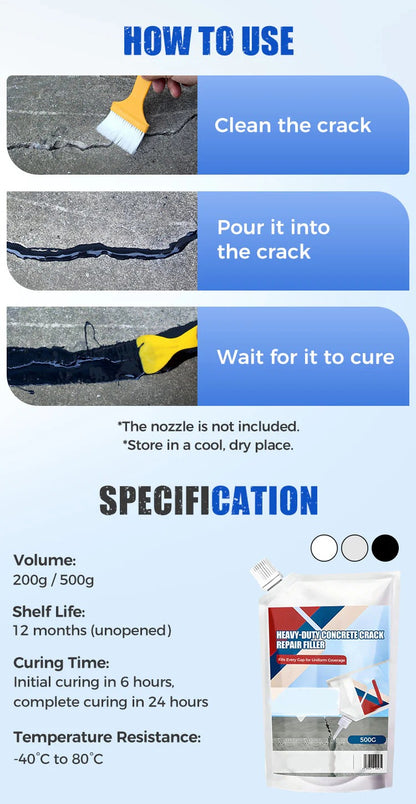 🏠💪 CrackFix Pro™ | Heavy Duty Waterproof Concrete Crack Repair Adhesive 💧🔧 (100g × 2)