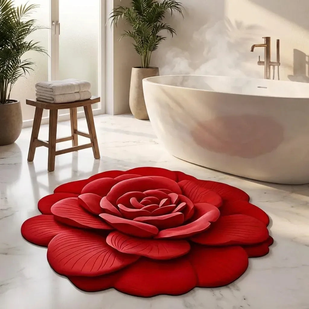 SoftPetal Luxury 3D Flower Design Floor Mat, Quick Dry Non Slip