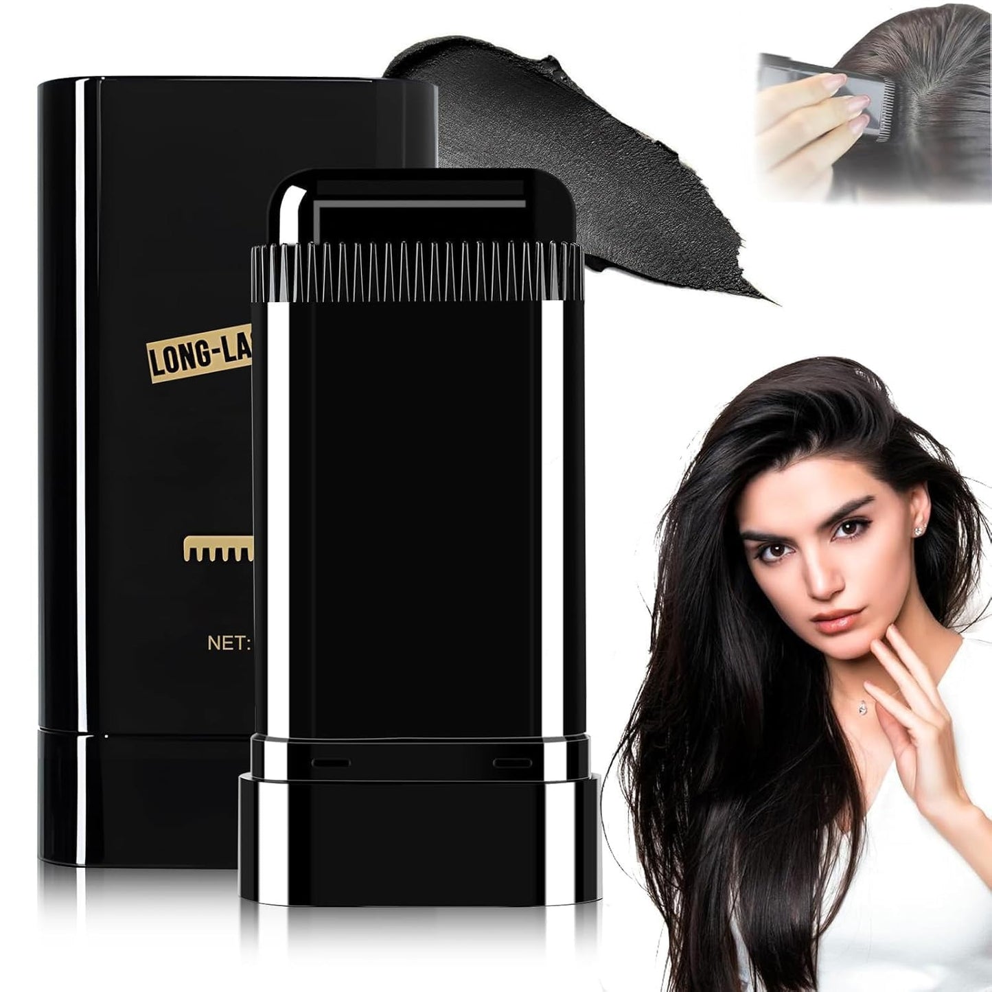 HairRevive 2-in-1 Color Stick Comb – Instant Grey Coverage, Black (20g)