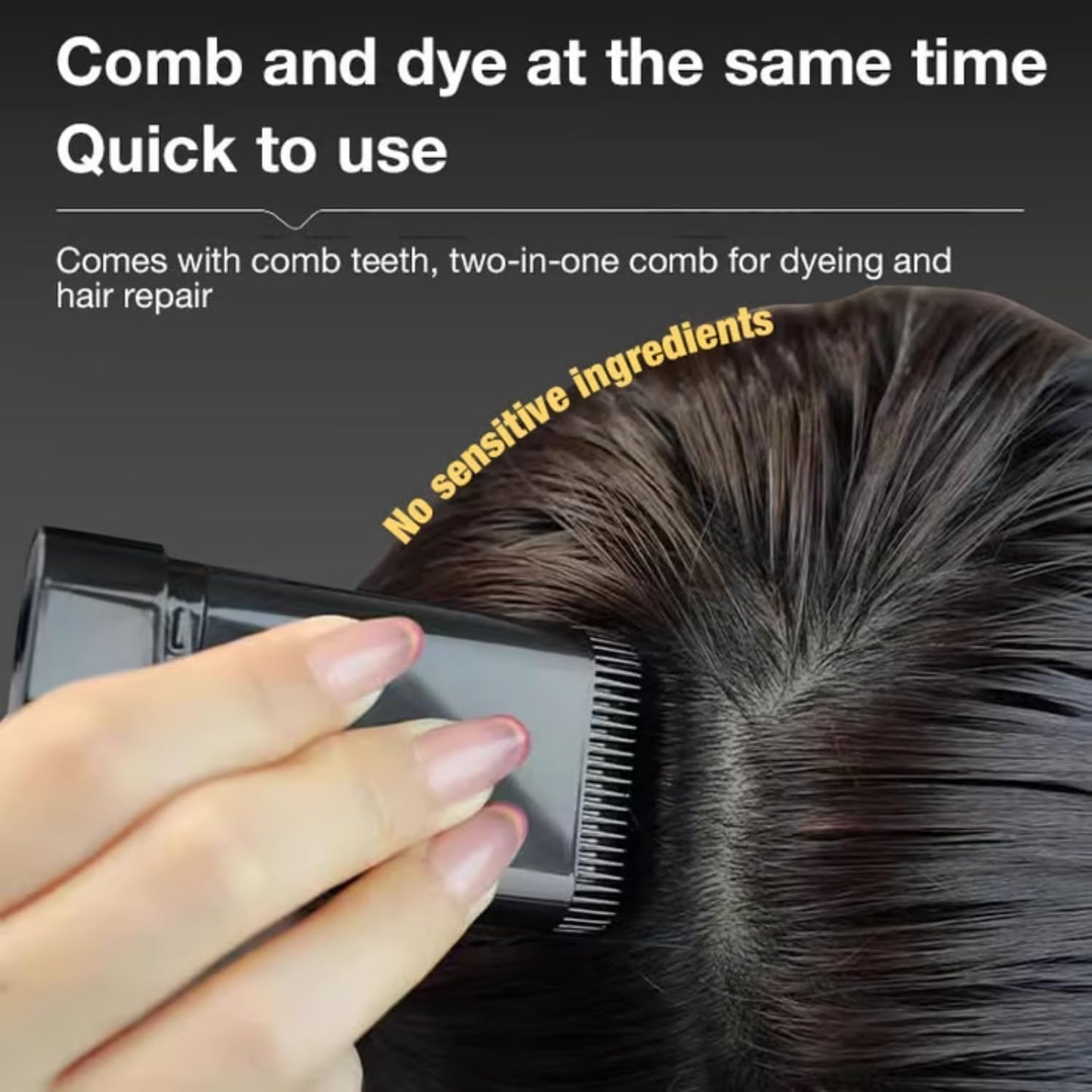 HairRevive 2-in-1 Color Stick Comb – Instant Grey Coverage, Black (20g)