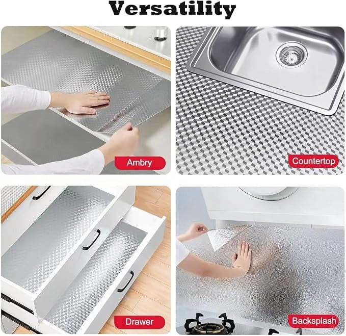 GharSense™ SilverShield Kitchen Foil Wallpaper (Pack of 2)