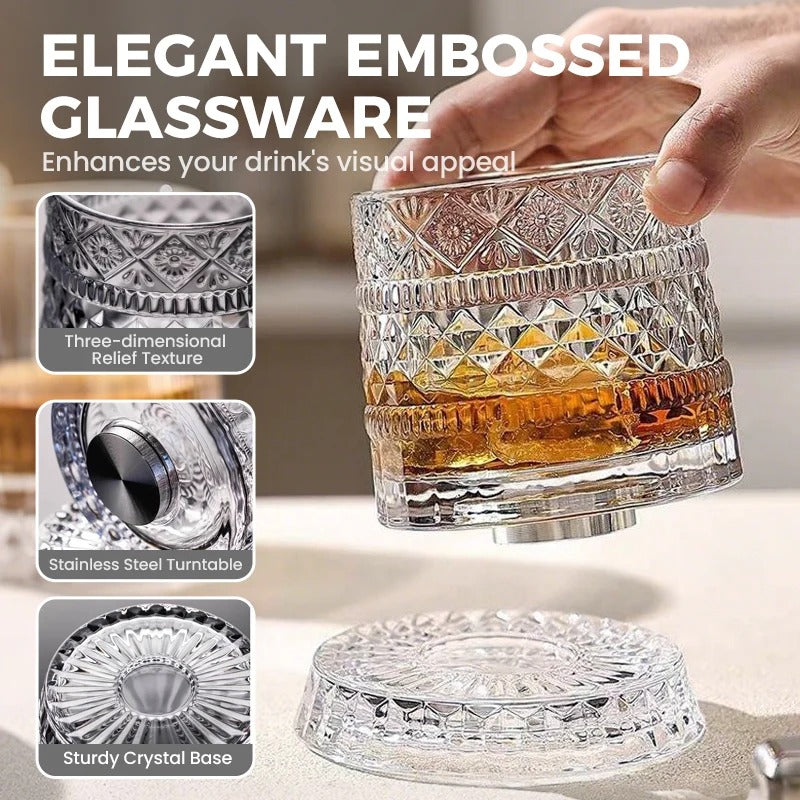 360° Rotating Whiskey Glass with LED Light Base