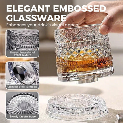 360° Rotating Whiskey Glass with LED Light Base