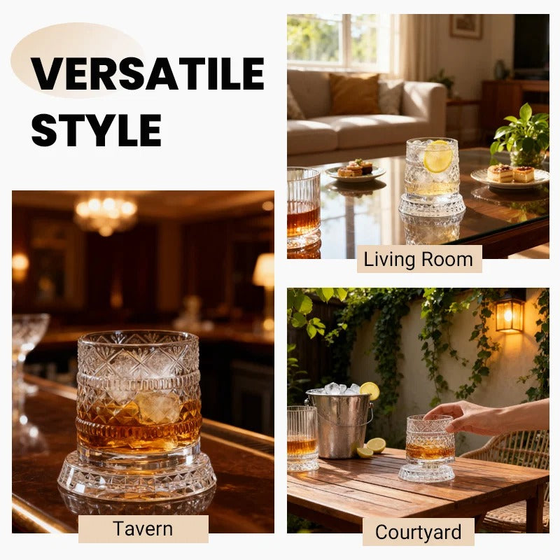 360° Rotating Whiskey Glass with LED Light Base