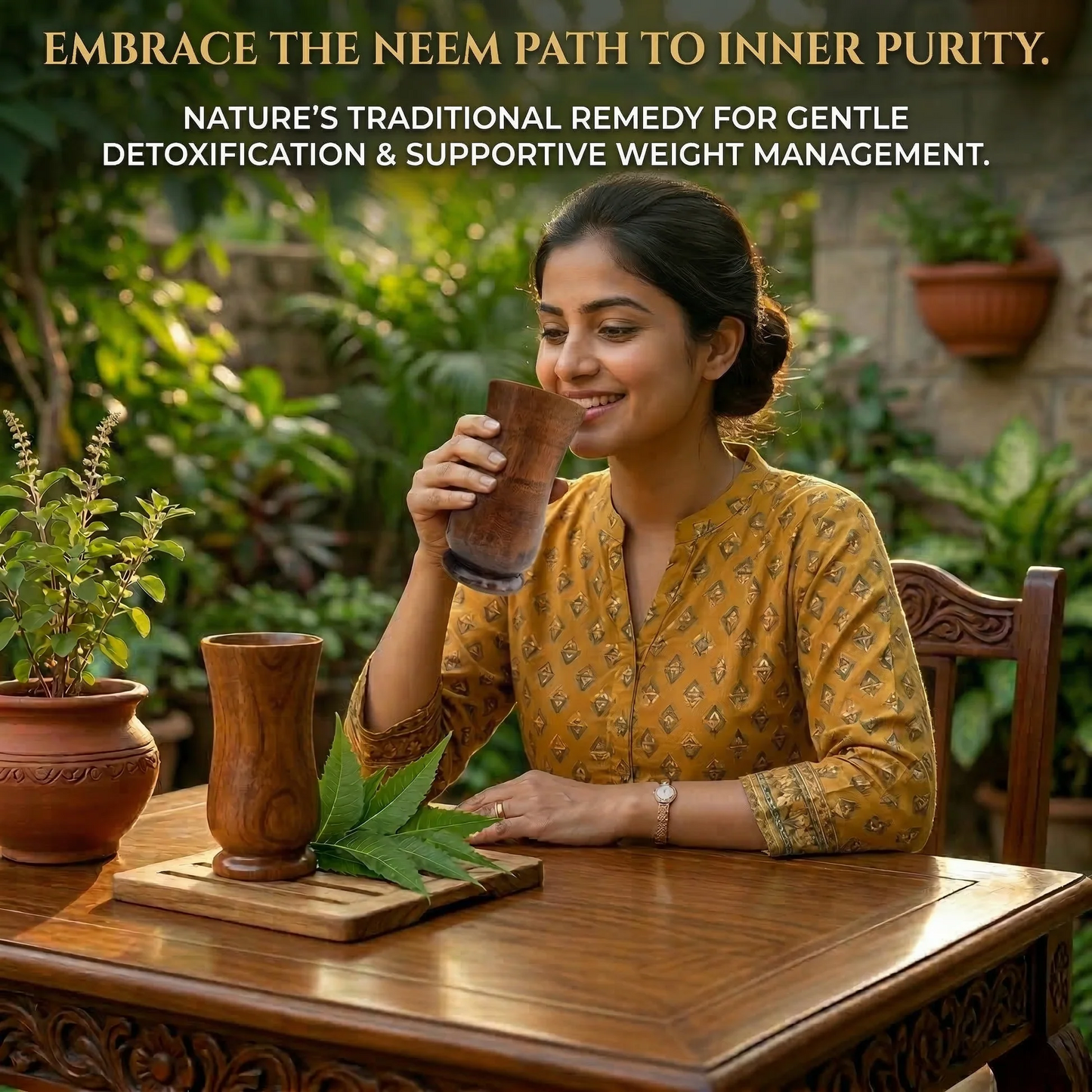 AyurVessel™ Neem Detox Wooden Water Glass - 6 inch size - 50% OFF