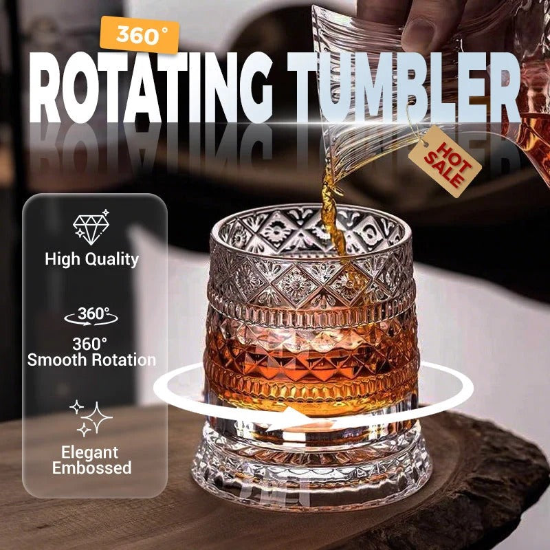 360° Rotating Whiskey Glass with LED Light Base