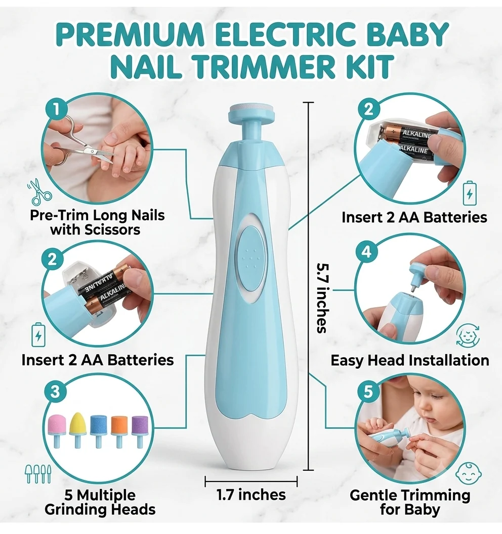 Baby Electric Nail Trimmer with LED Light