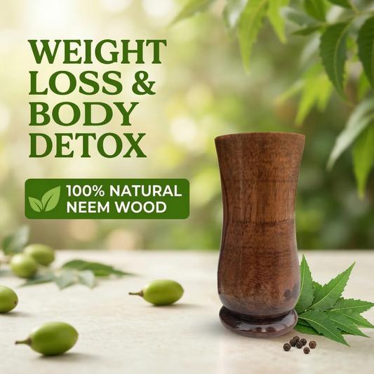 AyurVessel™ Neem Detox Wooden Water Glass - 6 inch size - 50% OFF