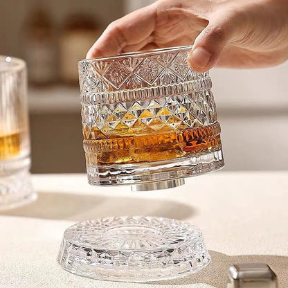 360° Rotating Whiskey Glass with LED Light Base