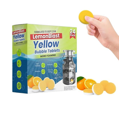 LemonBlast Yellow Bubble Tablets – Odor Eliminator + Blockage Remover - (24 pcs)
