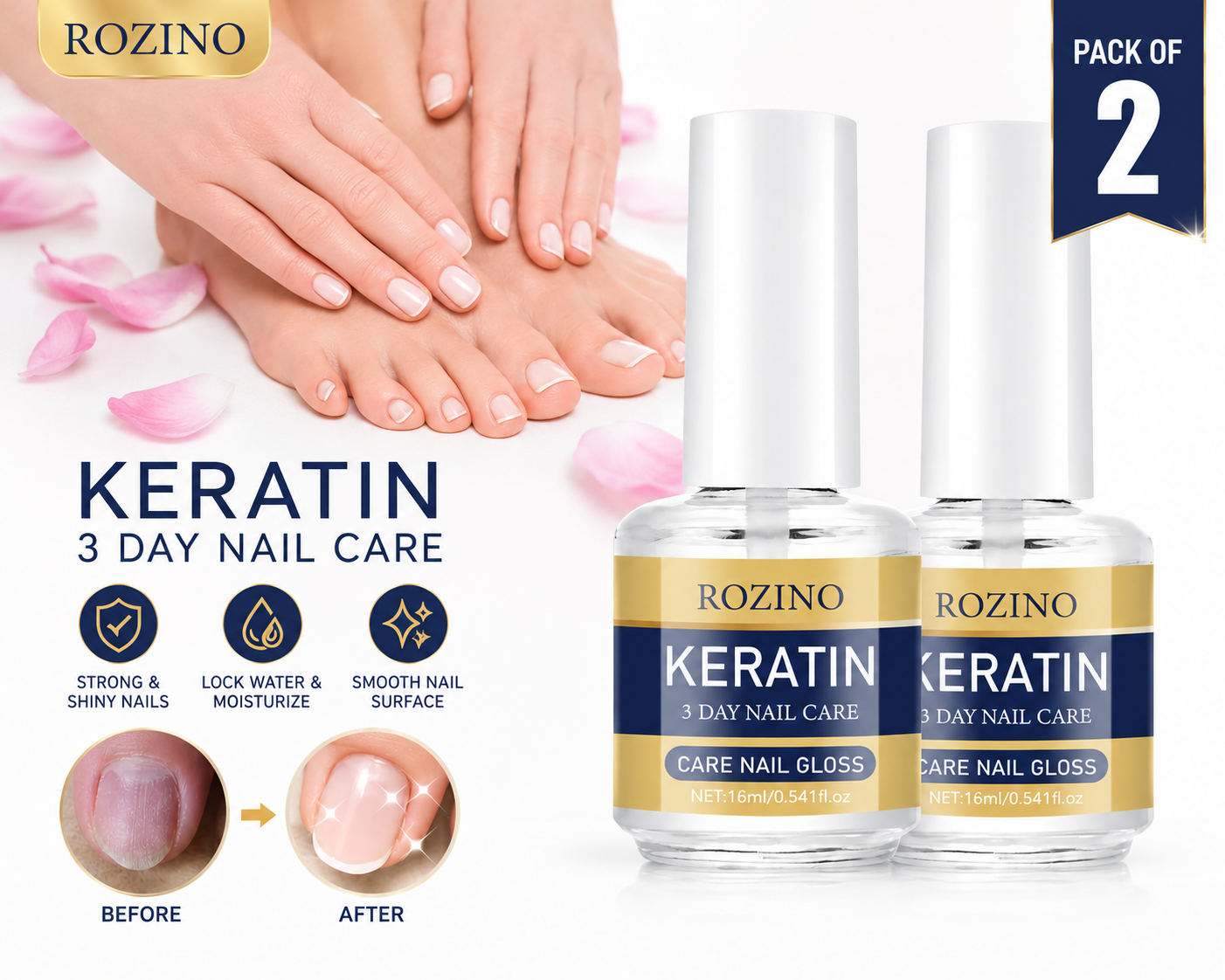 Nail Nutrition Oil – Keratin 3-Day Revitalizing Nail Care 16ml Pack of 2